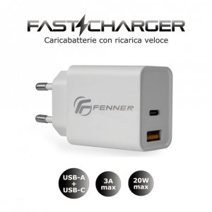 Alimentatore Fenner Tech 20w Universale Usb-c + Usb-a Fast Charge
