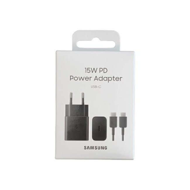 caricatore samsung 15w ep-t1510x pd usb-c   cavo 1m usb-c black
