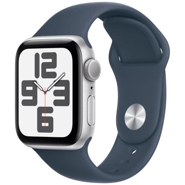 smartwatch apple watch se 2023 40mm aluminium silver sport band storm blue ml mre23qla