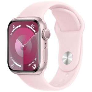 smartwatch apple watch serie 9 41mm aluminium pink sport band light pink sm mr933qla