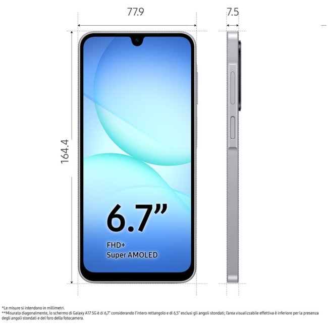 samsung galaxy a17 sm-a176 256gb 8gb ram 67 5g gray dual sim ita
