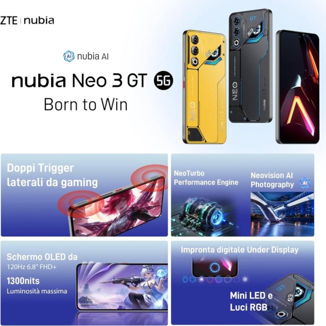 zte nubia neo3 gt 12 256gb 68 5g interstellar grey eu