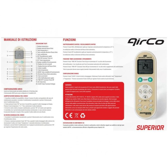 telecomando universale superior climatizzatori airco simply