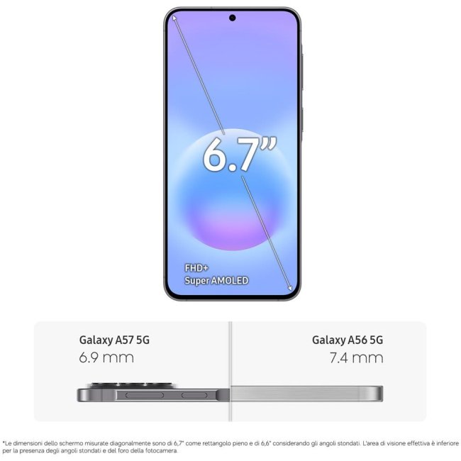 samsung sm-a576b a57 256gb 8gb ram 67 5g awesome gray ita