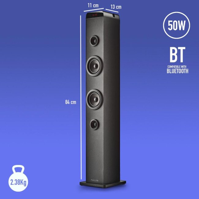 ngs speaker a torre sky charm pro bt usb radiofm aux 50w nera