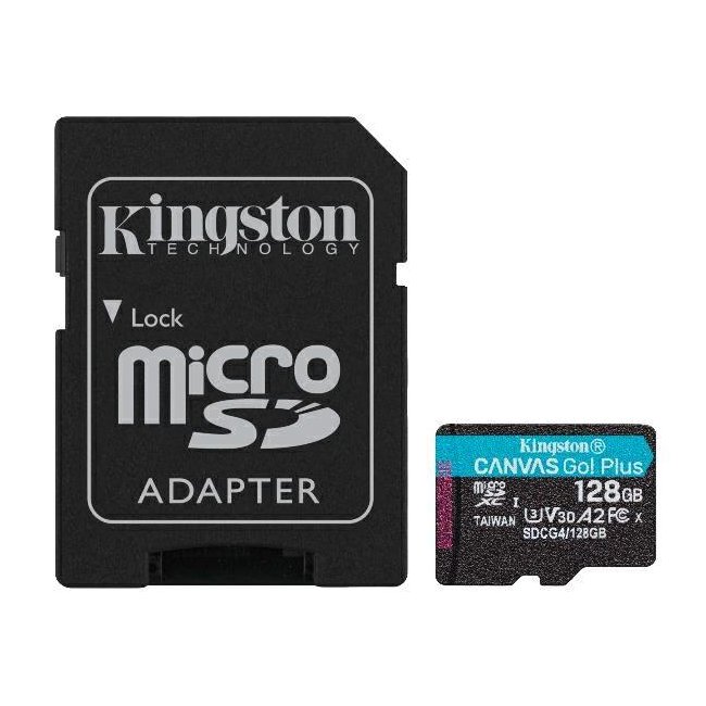 memory card kingston micro sd 128gb canvas go plus gen4 sdcg128gb 4gb ram  adsd