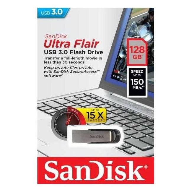 pendrive sandisk 128gb usb-a 30 ultraflair metallic