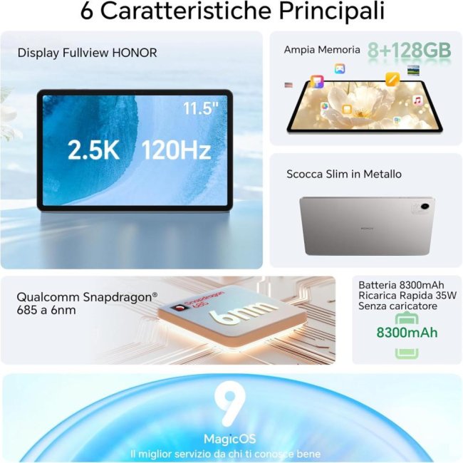 honor pad x9a 128gb 6gb ram 115 wifi grey eu