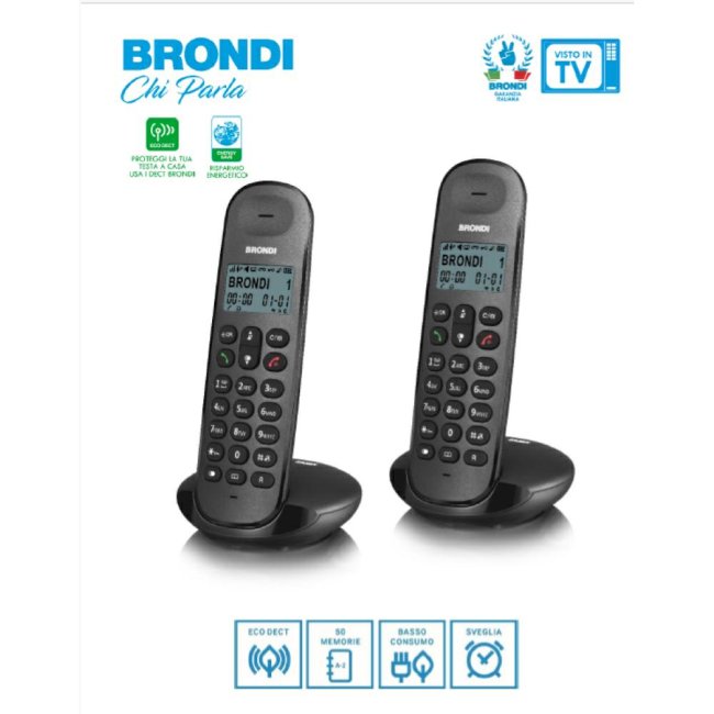 telefono cordless brondi lotus twins black