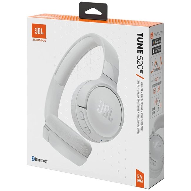 cuffie bluetooth jbl tune 520bt t520bt  mic white