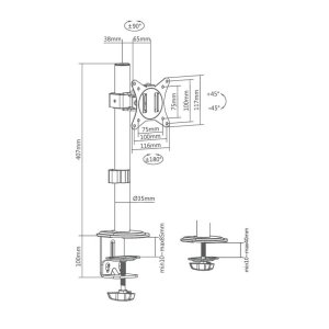 superior staffa monitor singolo 17-32 motion supspc001