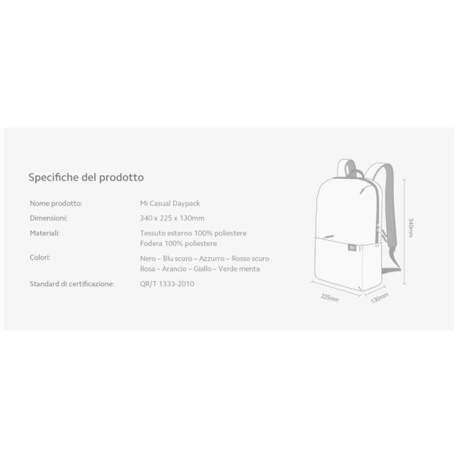 zaino xiaomi mi casual daypack brillant dark blue