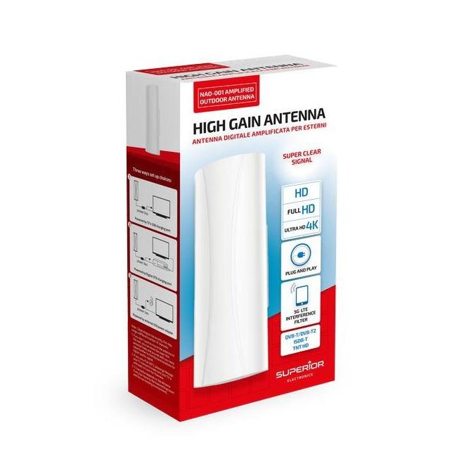 superior antenna tv amplificata per esterni dvb-2 ipx4 supnao001