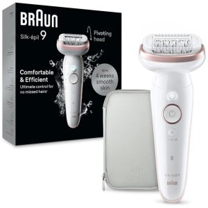 braun epilatore elettrico silk-épil 9 wet & dry ses9000 biancorosa