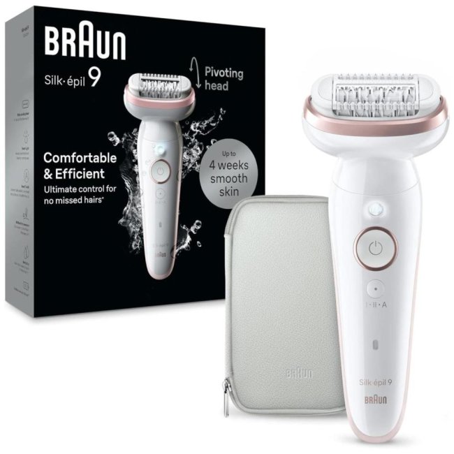 braun epilatore elettrico silk-épil 9 wet & dry ses9000 biancorosa