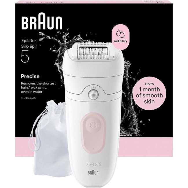 braun epilatore elettrico silk-èpil wet-dry se5011 rosa flamingo