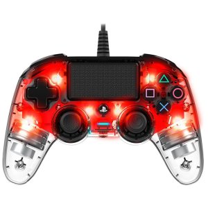 ps4 nacon wired illuminated compact controller light edition - red