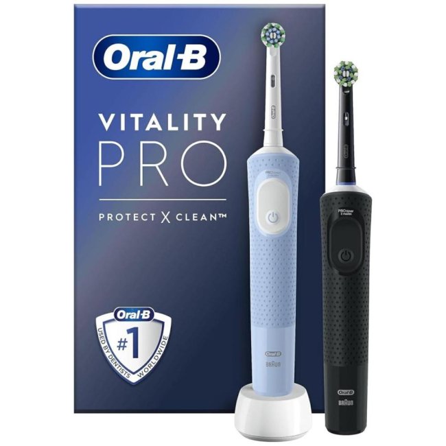 oral-b spazzolino elettricovitality pro duo black & blu